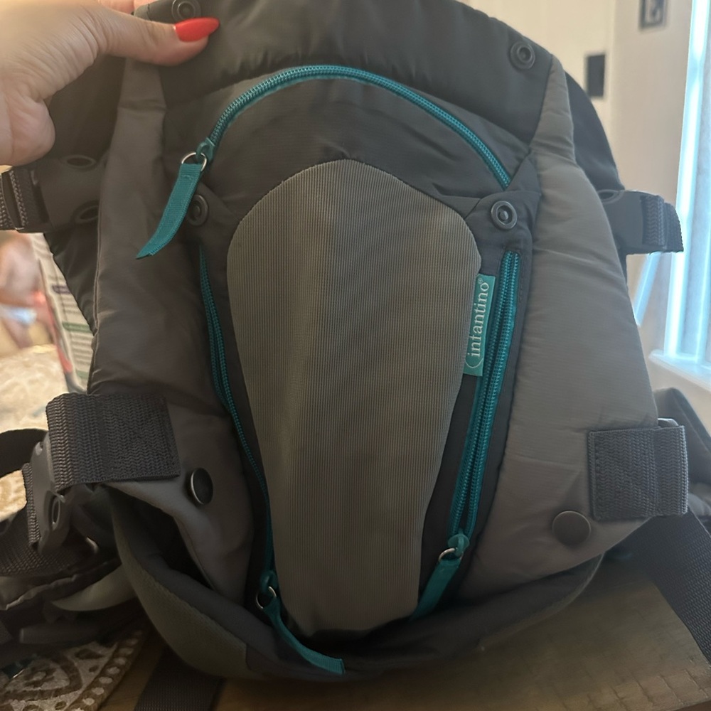 Infantino Gray and Blue Ergonomic Backpack
